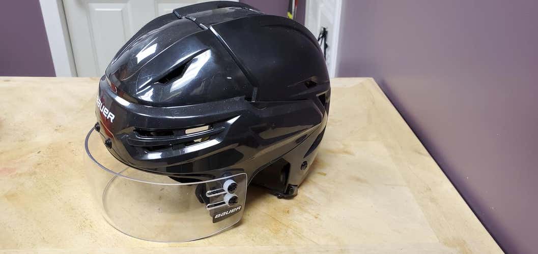 Black Used Large Bauer Re-Akt 95 Helmet Pro Stock