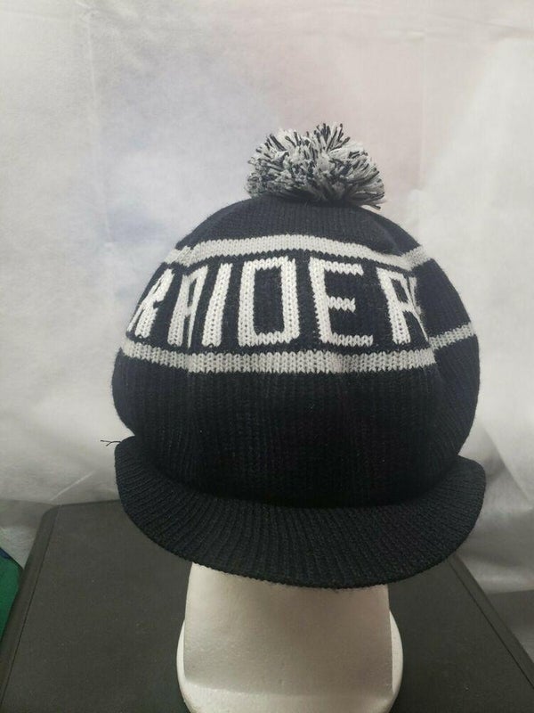 New Era Oakland Raiders Beanie Black White With Pom, Logo Used