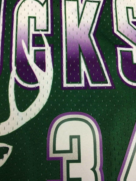 Ray Allen MENS Mitchell & Ness NBA Jersey Milwaukee Bucks BLACK/GREEN/ PURPLE