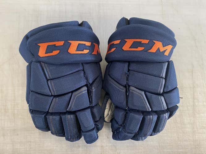 CCM QuickLite HGQL Pro Stock Hockey Gloves 13" Navy Blue Oilers 8443