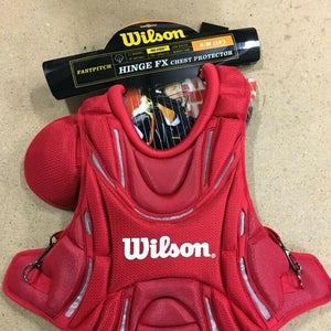 WILSON PRO STOCK HINGE FX FASTPITCH SOFTBALL CHEST PROTECTOR RED 14" 3340