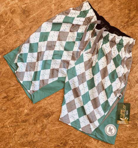 Youth Small Flow Society Lacrosse Gray / Green Argyle Shorts