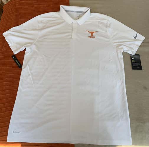 NEW University of Texas Men's Lacrosse Nike Dri-Fit Golf Polo (Adult Large)