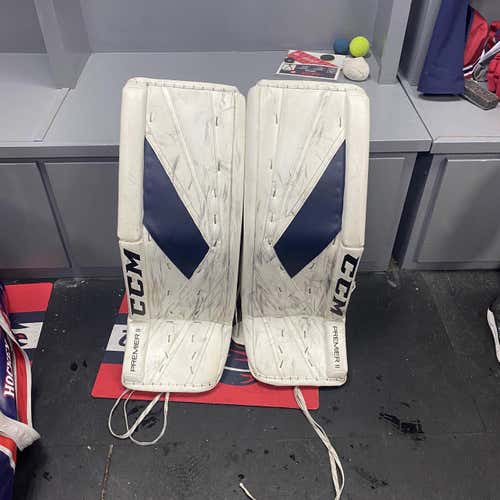 White Senior 33" CCM Premier II Pro Goalie Leg Pads