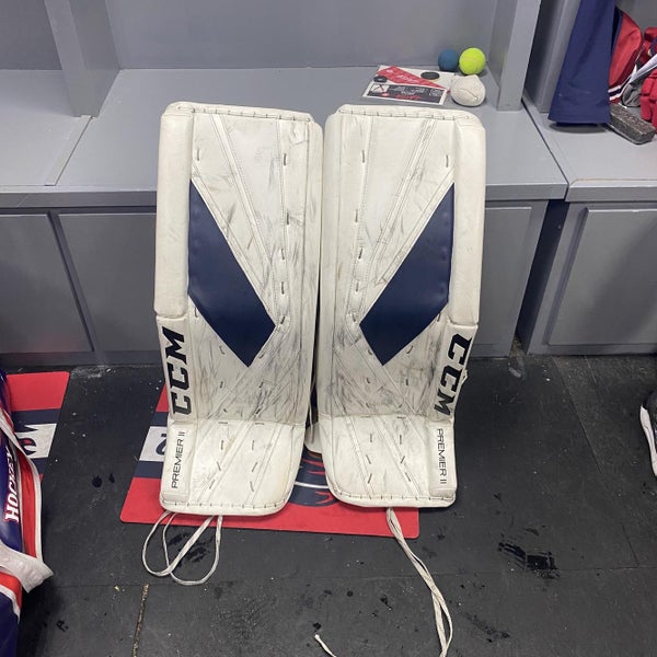 White Senior 33" CCM Premier II Pro Goalie Leg Pads