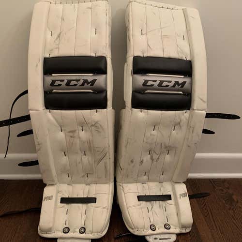 White Senior 36" CCM Retro Flex Goalie Leg Pads