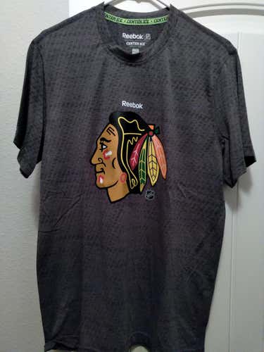 CHICAGO BLACKHAWKS REEBOK PRO Center Ice Gray New Unisex Adult Large Shirt