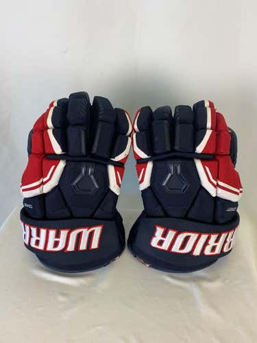 Navy/Red/White Used Senior Warrior Covert QRE Gloves 15" Pro Stock- South Carolina Stingrays ECHL