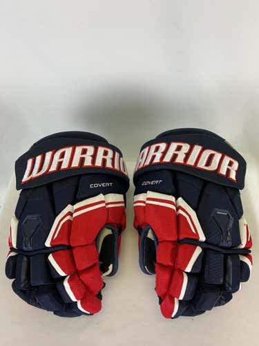 Navy/Red/White Used Senior Warrior Covert QRE Gloves 14"- South Carolina Stingrays ECHL