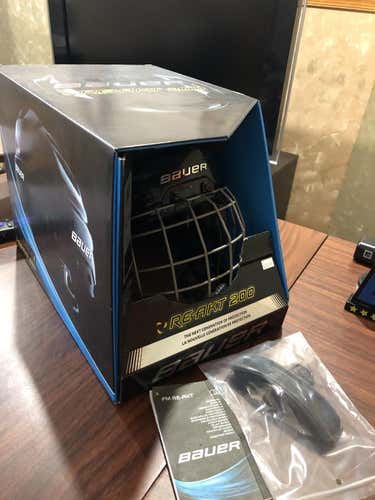 Black Bauer Re-Akt 200 Helmet Ice Hockey Pro Stock Size Small Adjustable with Cage
