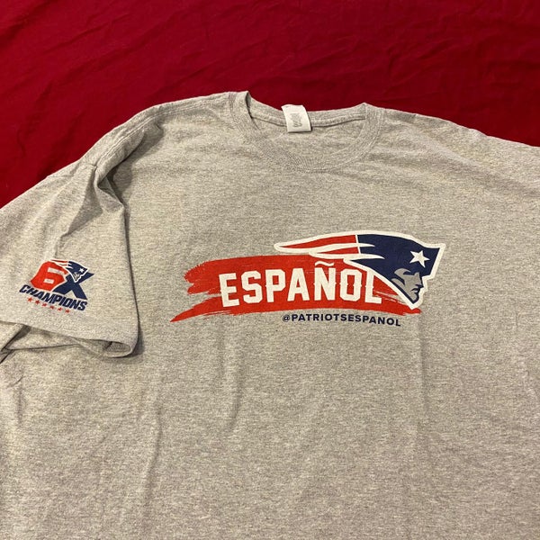 New England Patriots “Espanol” 6-Time Super Bowl Champions Gray Adult XXL  T-Shirt