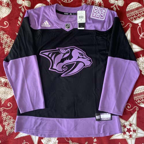 Nashville Predators Jersey Hockey Fights Cancer HFC Adidas Black NWT Size 52