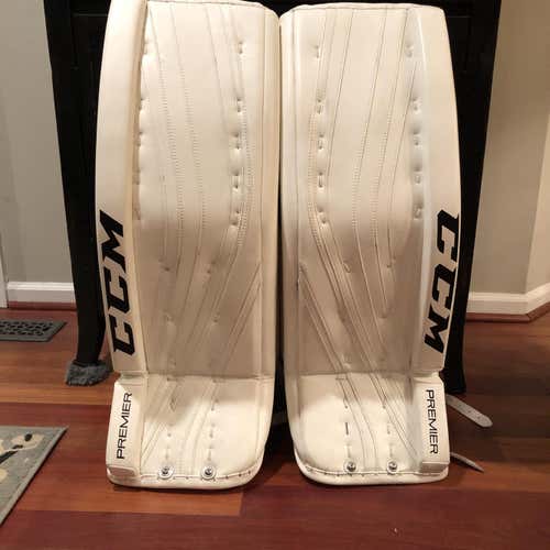 White Senior 33" CCM Premier Pro Goalie Leg Pads