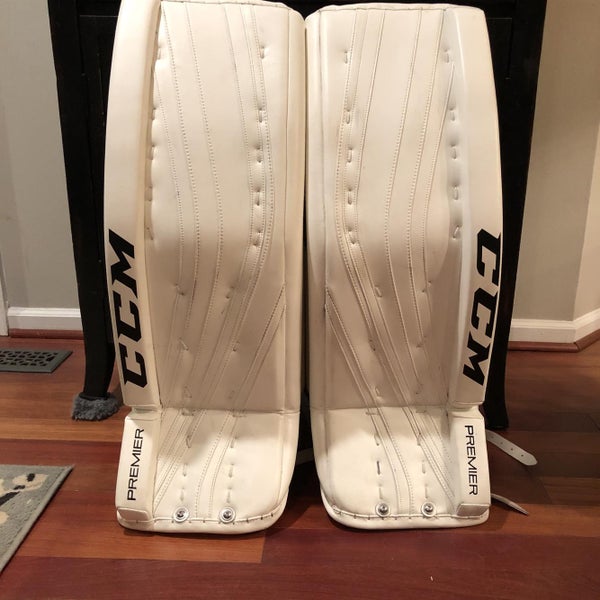 White Senior 33" CCM Premier Pro Goalie Leg Pads