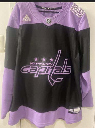Adidas NHL Washington Capitals Authentic Hockey Fights Cancer Jersey Size 50 Medium