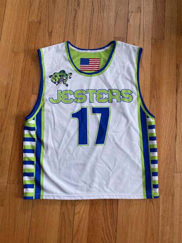Reversible Lime Green/white Jesters Pinnie