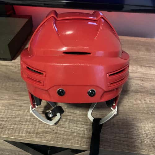 Red Used Medium Bauer Re-Akt 75 Pro Stock Helmet
