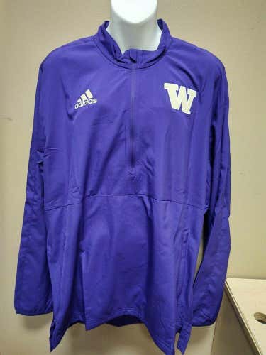 Adidas Washington Huskies 1/4 Zip Pullover Woven Mens Medium Purple GL5553