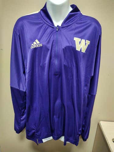 Adidas Washington Huskies 1/4 Zip Pullover Knit Mens Medium Purple GL5569