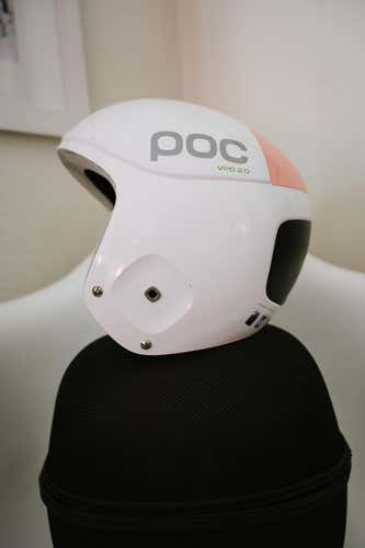 White Used Unisex Medium/Large POC Skull Orbic Comp Spin Helmet FIS Legal