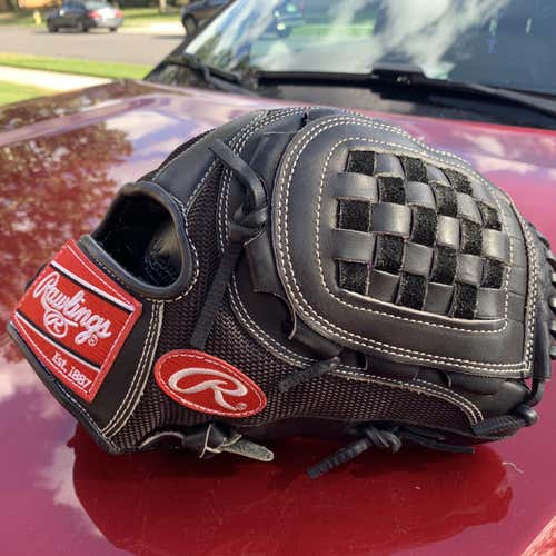 Black High School/College Pitcher's Heart of the Hide PRO12DM 12" Pro Mesh Baseball Glove