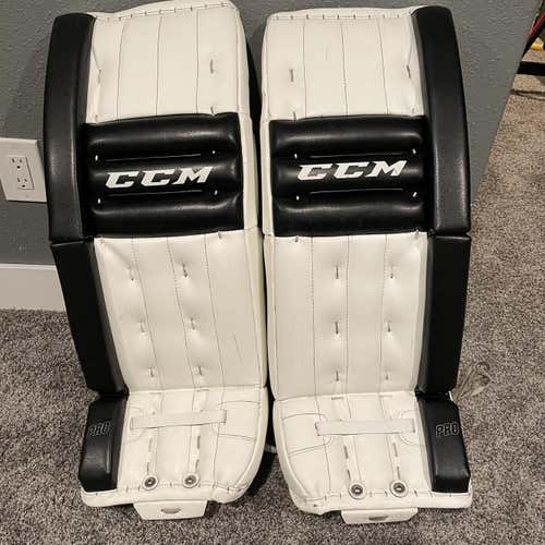 White Intermediate 30" CCM Retro Flex Goalie Leg Pads