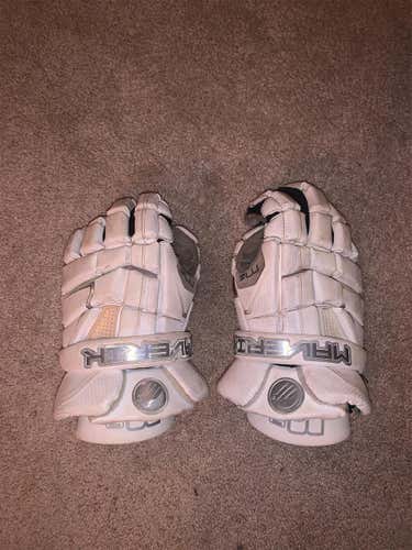 White Used Player's Maverik M4 13" Lacrosse Gloves