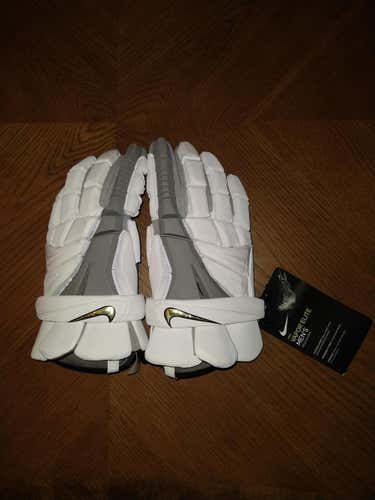 New Nike (white with grey) Vapor Elite Lacrosse Gloves 13" Large