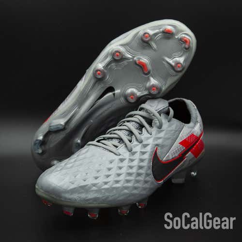 Nike Tiempo Legend 8 Elite ACC FG ‘Metallic Grey Crimson’ Soccer Cleats Sz 7 (W 8.5) SKU CW0518-906