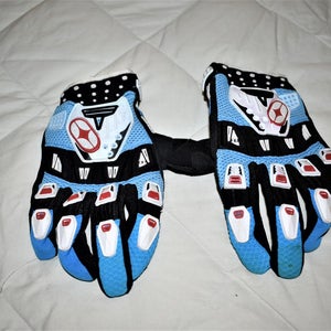 No Fear MX Div Riding Gloves, Blue/Black/White, Adult Small - Great Condition!