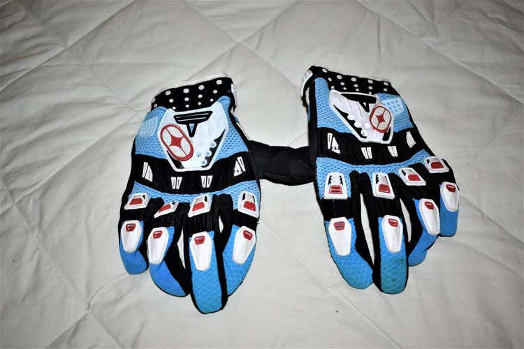 No Fear MX Div Riding Gloves, Blue/Black/White, Adult Small - Great Condition!