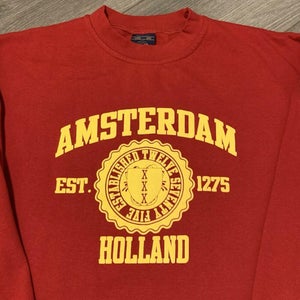 Amsterdam Sweatshirt Pullover Mens Large Adult Red Crewneck Holland Travel EU