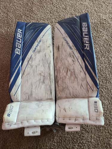 Blue Used Intermediate Bauer Supreme S190 Goalie Leg Pads