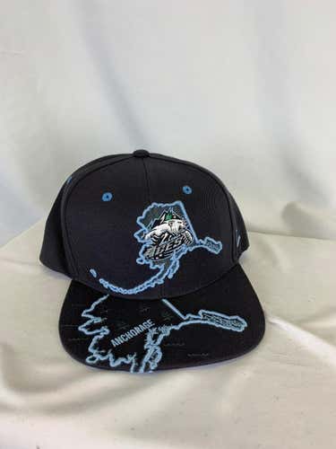 Navy New Unisex Adult One Size Fits All ALASKA ACES Flatbill hat- ECHL