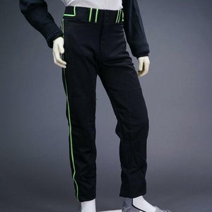COMBAT PIPED STOCK OPEN BOTTOM BASEBALL/SOFTBALL PANTS, BLACK/GREEN ~ YOUTH S