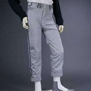 COMBAT PIPED STOCK OPEN BOTTOM BASEBALL/SOFTBALL PANTS, GRAY/NAVY ~ YOUTH SMALL