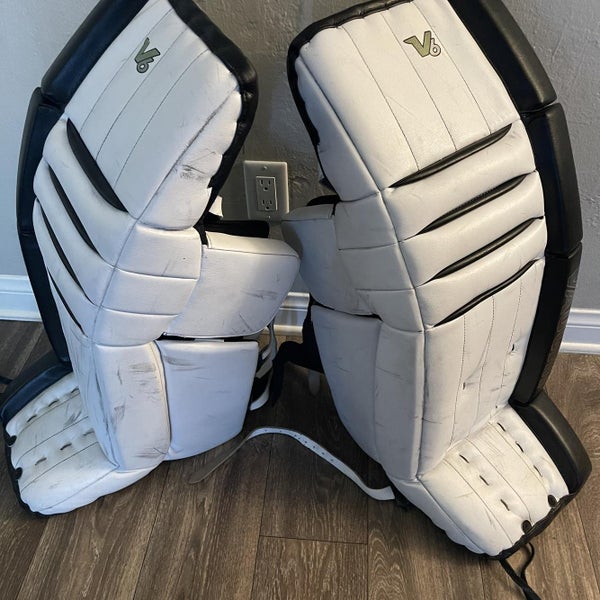 White Senior 32" Vaughn Velocity V6 Goalie Leg Pads