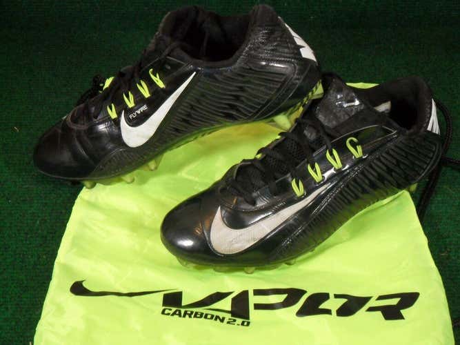 Nike Vapor Carbon Elite 2.0 2014 TD Low Football Cleats Black White 11.5 Bag