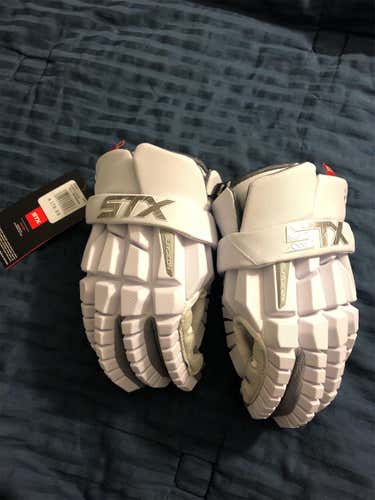 White New Player's STX Surgeon RZR 13" Lacrosse Gloves