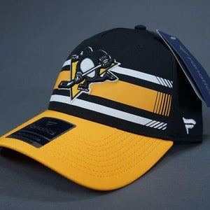 PITTSBURGH PENGUINS HOCKEY FANATICS PRO MOST SIZE FIT HAT, BLACK YELLOW