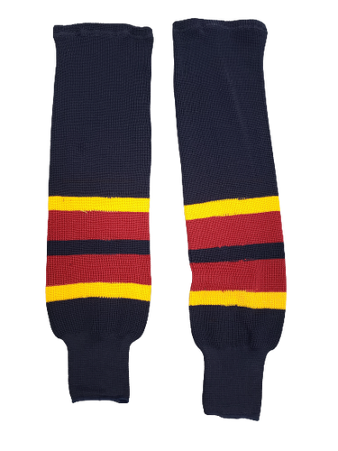 Retro Atlanta Thrashers Knit Senior 30" Socks (Navy/Yellow/Burgundy)