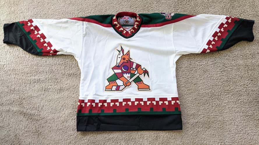 Vintage Phoenix Coyotes white Kachina Boys L/XL CCM replica jersey