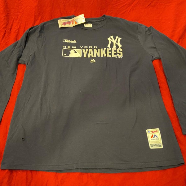 Majestic, Shirts, Genuine New York Yankees Pullover Majestic Jersey Mens  Blue Grey Logo Mlb