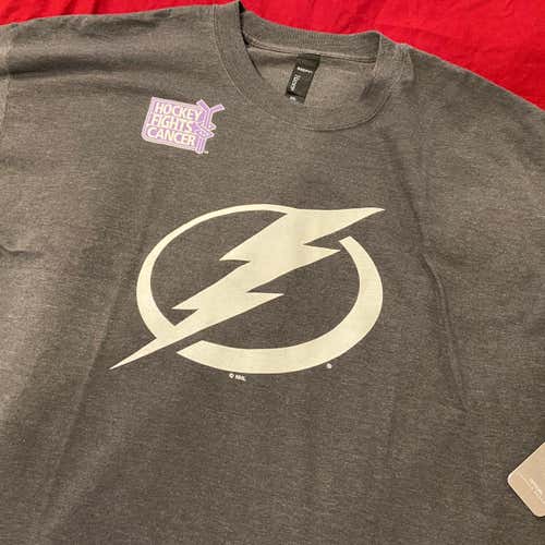 Tampa Bay Lightning NHL "HOCKEY FIGHTS CANCER" Gray Adult XXL T-Shirt * NWT