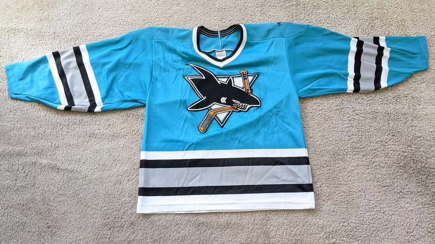 Vintage San Jose Sharks Medium CCM teal 90's original replica jersey