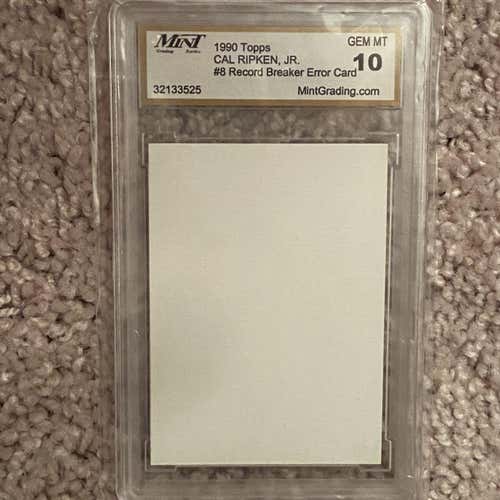 1990 Topp Cal Ripken Jr Error Card Mint 10 Blank Front