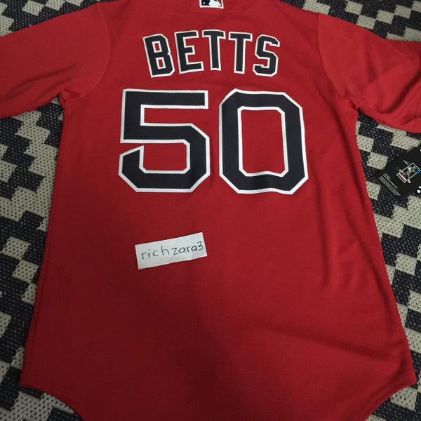 Women's Majestic Boston Red Sox #50 Mookie Betts Authentic Red Alternate  Home MLB Jersey