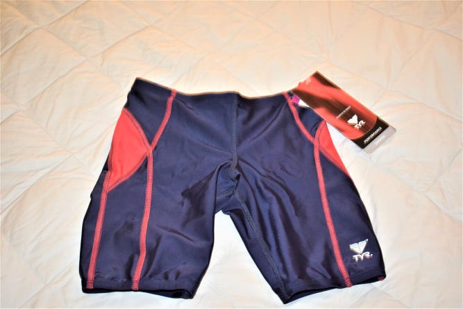 NWT - TYR Titan Jammer Performance Suit Swimsuit, Navy/Red, Size 26