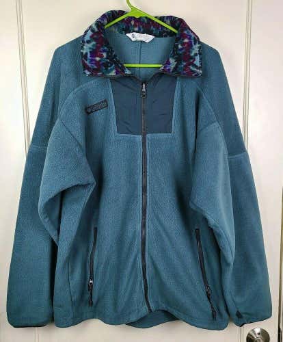 Vtg Columbia Men’s Forest Green Full Zip Fleece Jacket Coat Size: XL