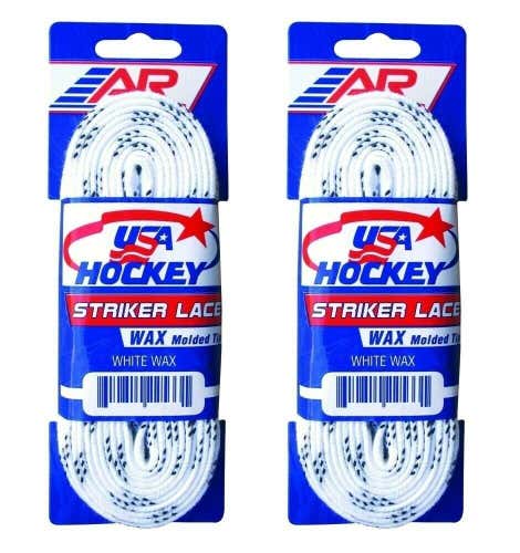 A&R Sports (2 Pairs) Striker Ice Hockey WAXED Skate Laces, WHITE, 72"-132"
